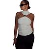 European and American style spring new women's clothing personalized metal decoration sleeveless neck hanging sexy slim vest top women