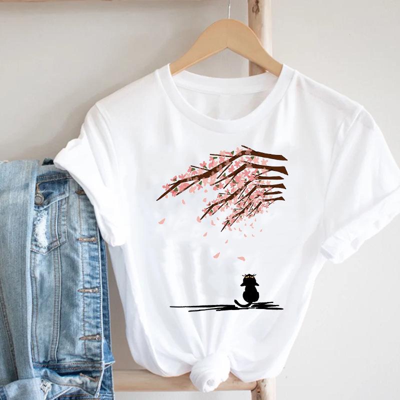 White Women's Short Sleeve T-Shirt with Dog Paw, Cat, and Heart Animal Print