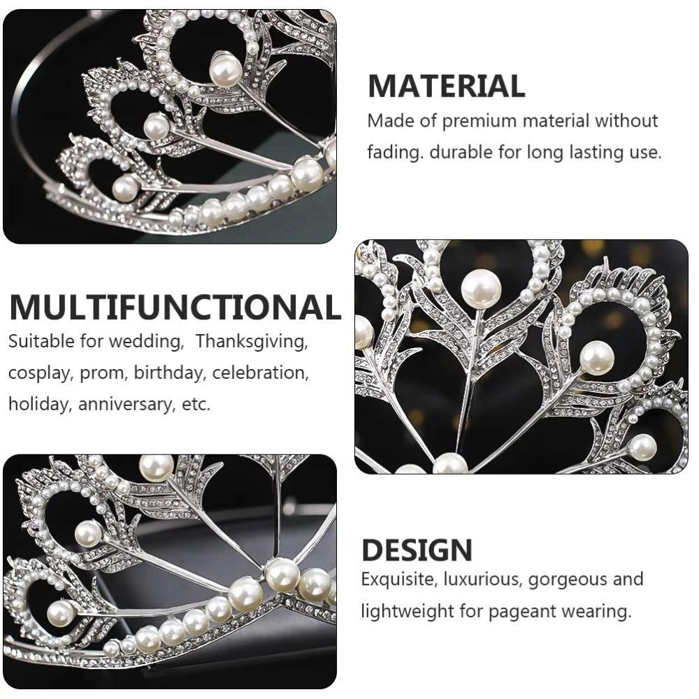 Head Accessories Crystal Pearl Headband Round Pearl Crown Jewelry Headpiece Miss Universe