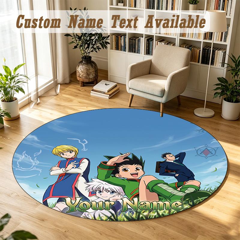 Round Rug Custom NameHunter × Hunter Pattern Non Slip Carpet Home Floor Decor