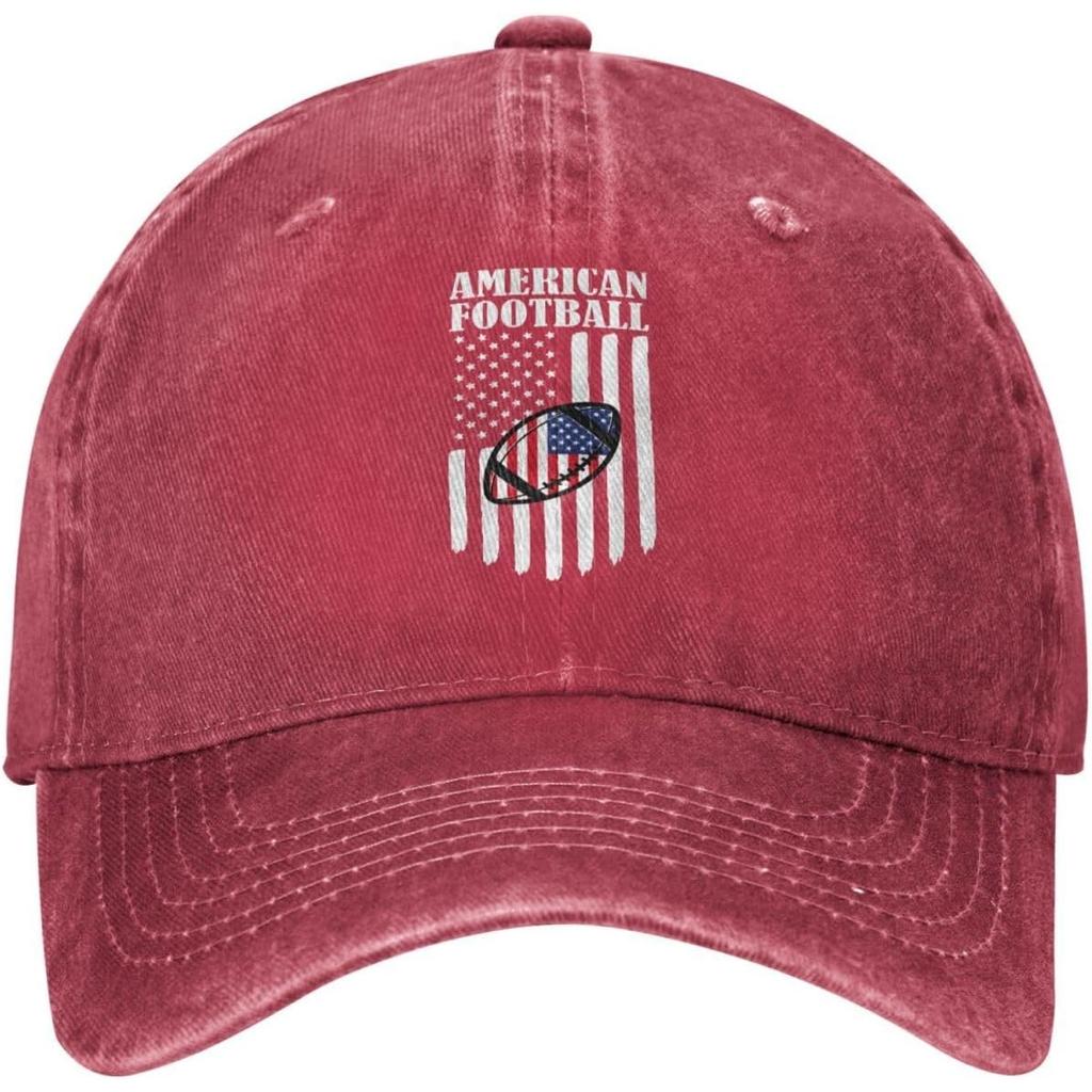 American Football USA Flag Graphic Washed Denim Style Baseball Cap Adjustable Vintage Dad Hat