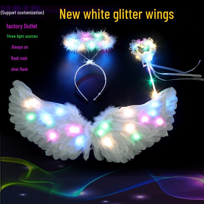 Children's Glowing Angel Feather Wings Costume Prop for Girls & Adults - Fairy, Elf, Cosplay & Photoshoots