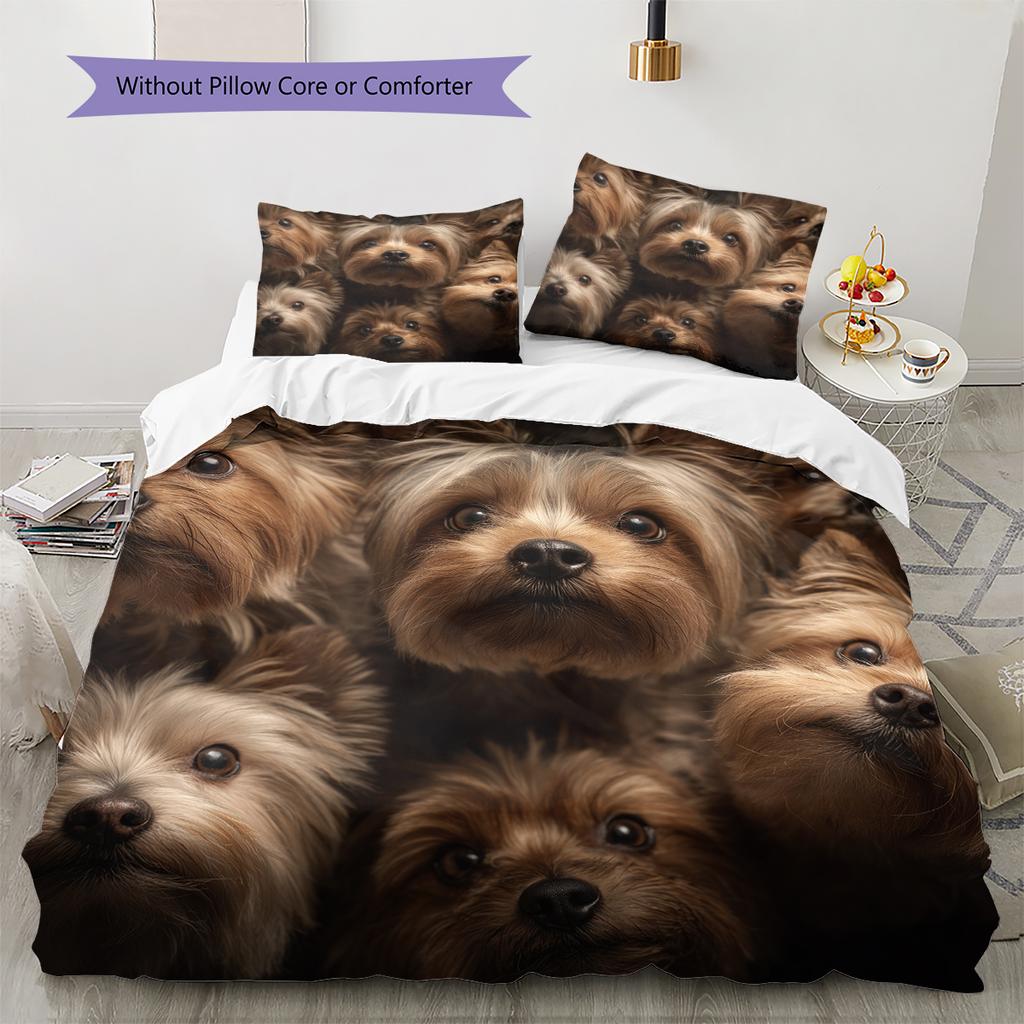 Yorkshire Terrier Pattern Bedding Home Decoration Birthday Gift (1 * Duvet Cover + 2 * Pillowcase, Without Core)
