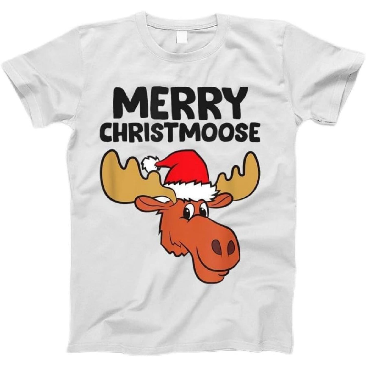 Merry Christmoose Funny Moose Christmas Hat Moose T-Shirt T-Shirt, Tanktop, Long Sleeve, Sweatshirt, Hoodie for Men, Women, Kids S