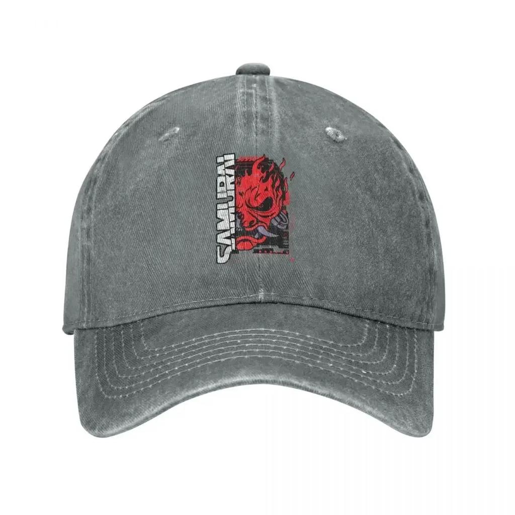 Samurai Rock Band Game Baseball Cap Vintage Denim Washed Cyber Japanese Punk Gaming Snapback Hat Unisex Women Outdoor Workouts Hats