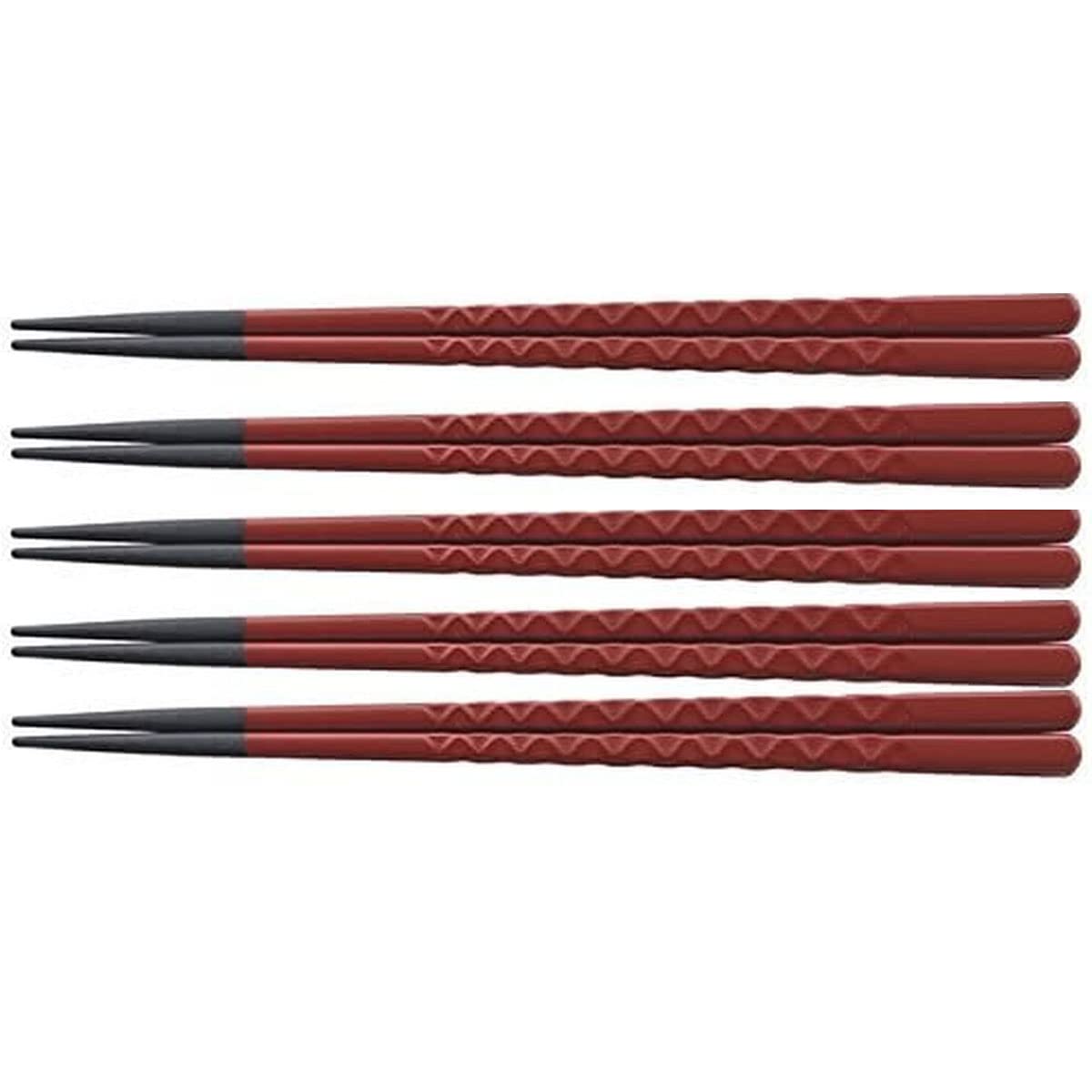 

Set of PBT Tortoise Shell Vermilion Made in Japan J-Kitchens Chopsticks, 5, 22.6cm Pattern, Lacquer,