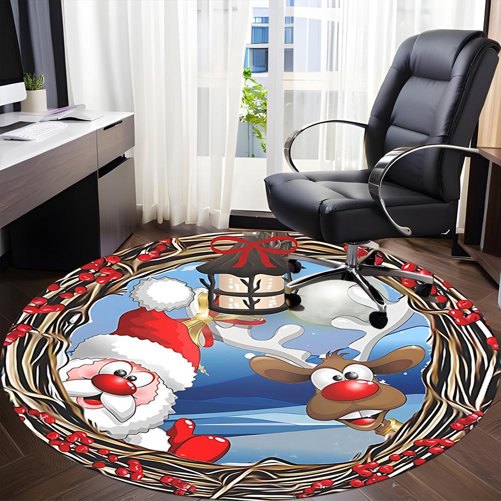 1pc Christmas Wreath Chair Carpet for Office Non-Slip, Rug for Office, Room, Good Gift for Family or Friends, yy251226172