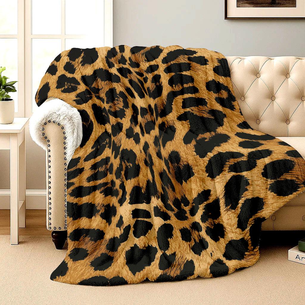 Leopard Abstract Art Flannel Blanket  AllSeason PetFriendly Washable Sofa Camping Gift