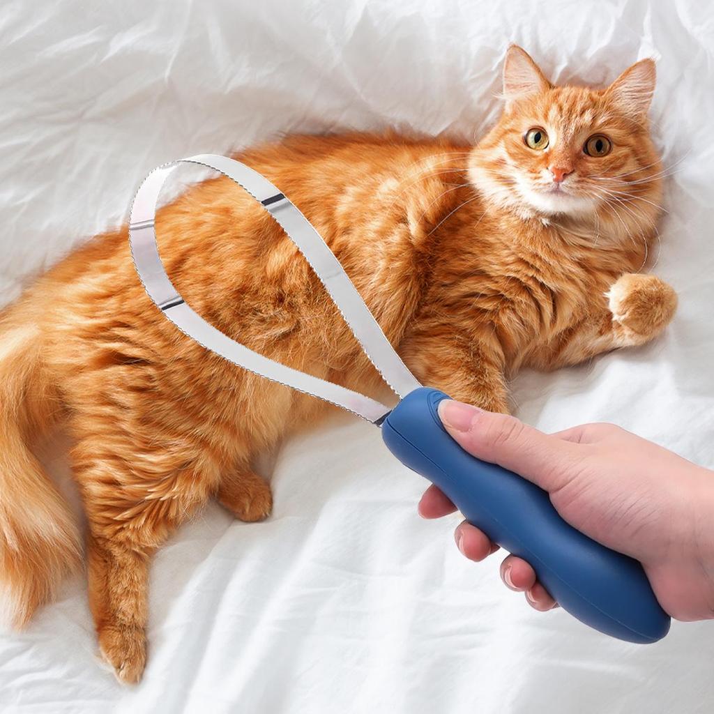 Stainless Steel Pet Grooming Comb: Anti-Itch Rake for Dogs and Cats, Removes Loose Hair.