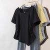 Women's Square Neck Short Sleeve Tee Irregular Hem Slim Fit Ruched Solid Color Commuter T Shirt Plus Size Casual Top