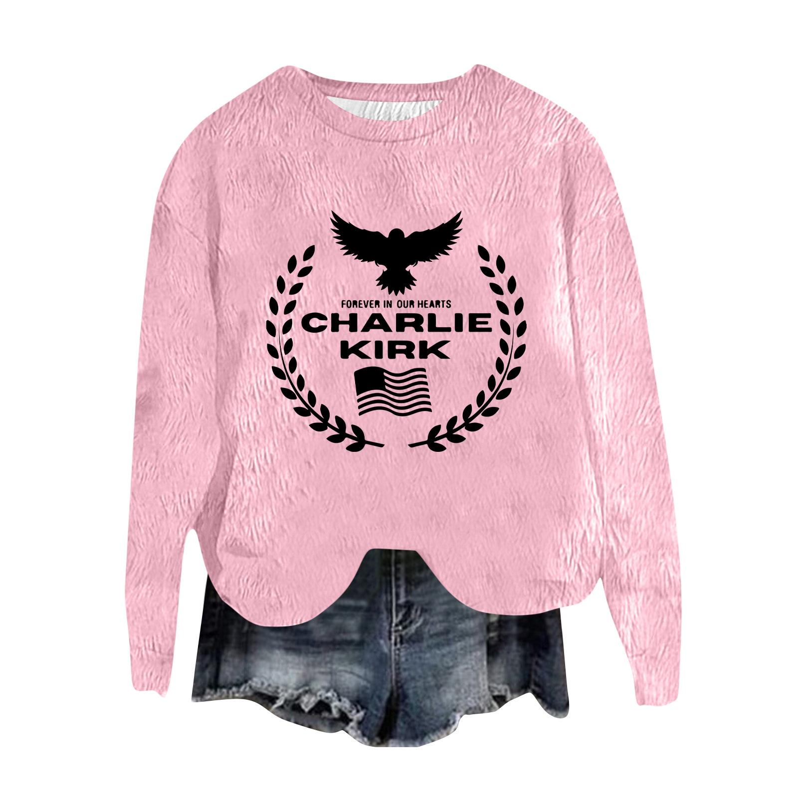 

Женский модный пуловер с круглым вырезом, футболка с длинным рукавом, с принтом XL розовый