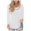 Women Fashion Lace Solid Splicing O-Neck Long Sleeve T-Shirt Blouse Tops