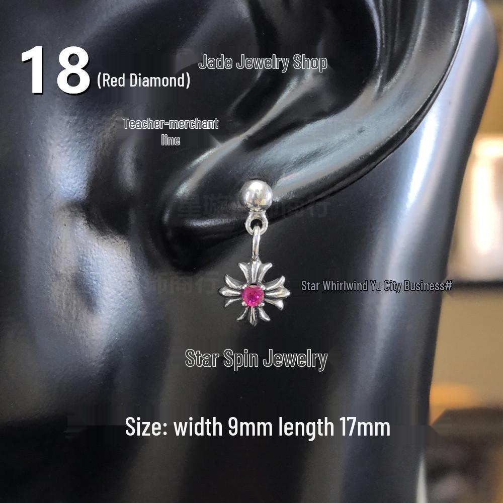 Cercei atârnători New Cross G-Dragon cu diamante colorate pentru bărbați și femei, Cupru alb, Argint thailandez, Ac din argint s925