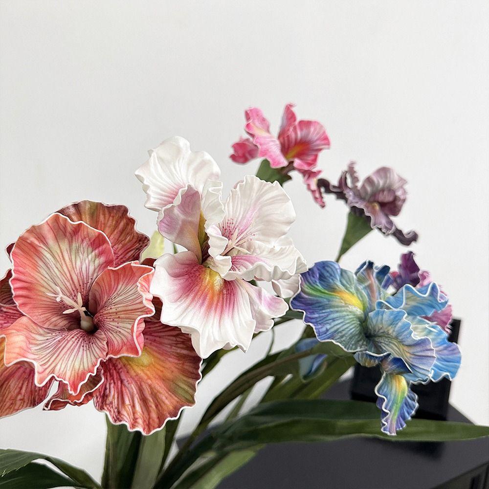 Vintage Irises Artificial Silk Flower Orchid 88cm Fake Flowers Simulation Bouquet Wedding