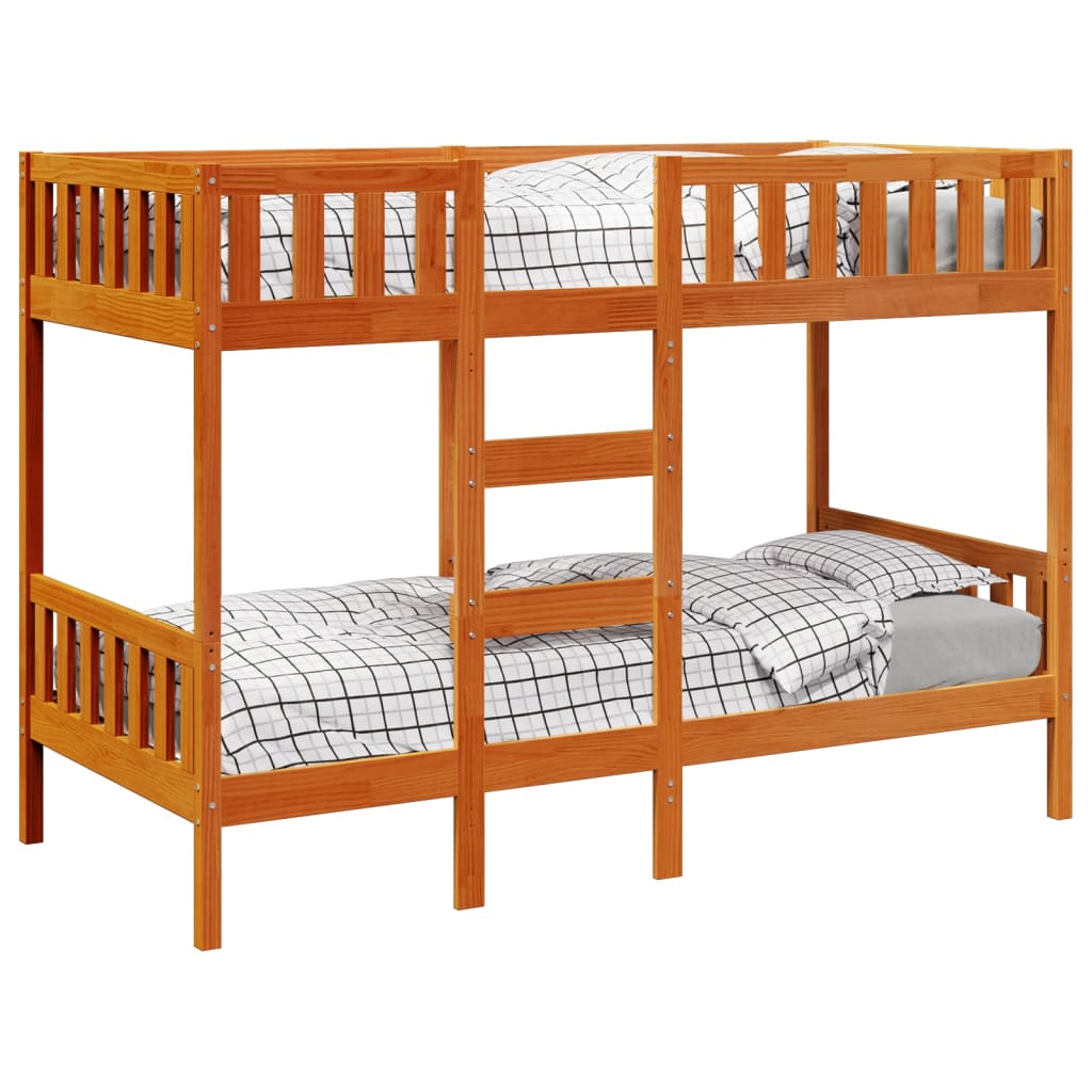 Bunk Bed Wax Brown 90 x 190 cm Solid Pine Wood