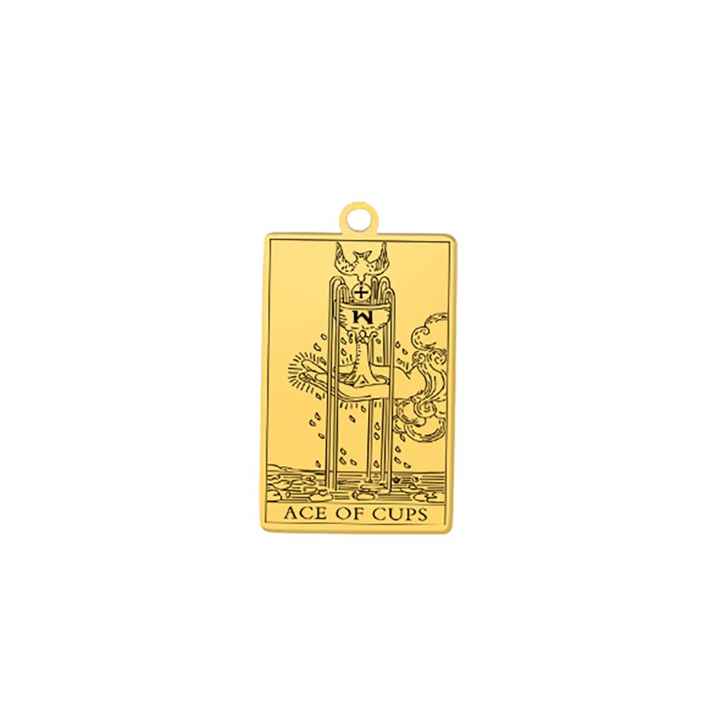 LIKGREAT Stainless Steel Tarot Cards Pendant The Suit of Cups Wands Minor Arcana Tarot Jewelry Vintage Astrology Amulet
