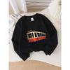 European Sizes Red Trolley Exec Sign Vintage Design Girls' Crew Neck Fashion Sweatshirt, Western Top, Long Sleeved Casual T-Shirt