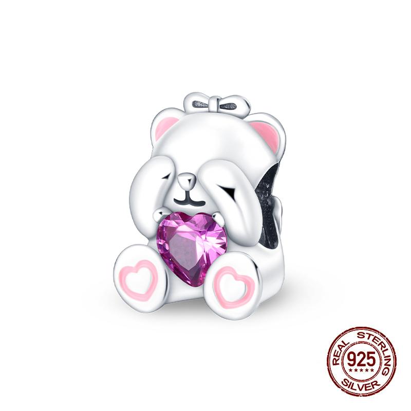 Charms Kupferrosa Katze Eule Tier Herz Zirkonia Charm Perlen Passen Original Armbänder Feiner DIY Schmuck