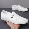 Men's Casual Leather Shoes 2025 Summer Breathable Men's Shoes White Beanie Shoes Overshoes 2025