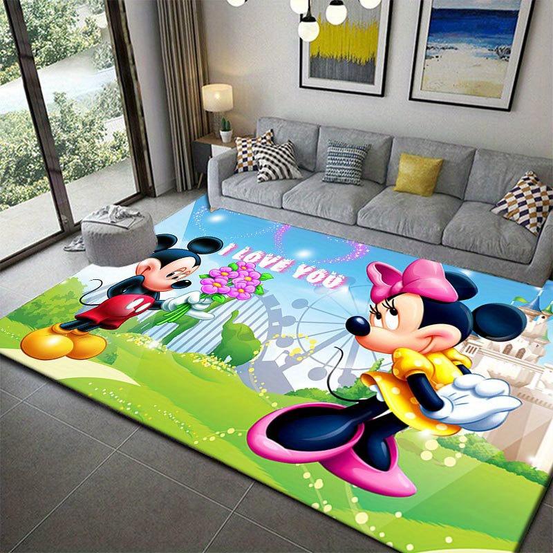 1 Stück Mickey und Minnie Teppich, Rutschfeste Fußmatte, Cartoon-Charakter-Design, Weicher Samt, Raumdekoration, Waschbarer Innenbereichsteppich