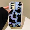 Cute Moon Black Cat Phone Case for Samsung Galaxy S25 S24 S23 S22 S21 FE Plus Ultra S25+ S24+ Back Silicone Shell Soft TPU Cover
