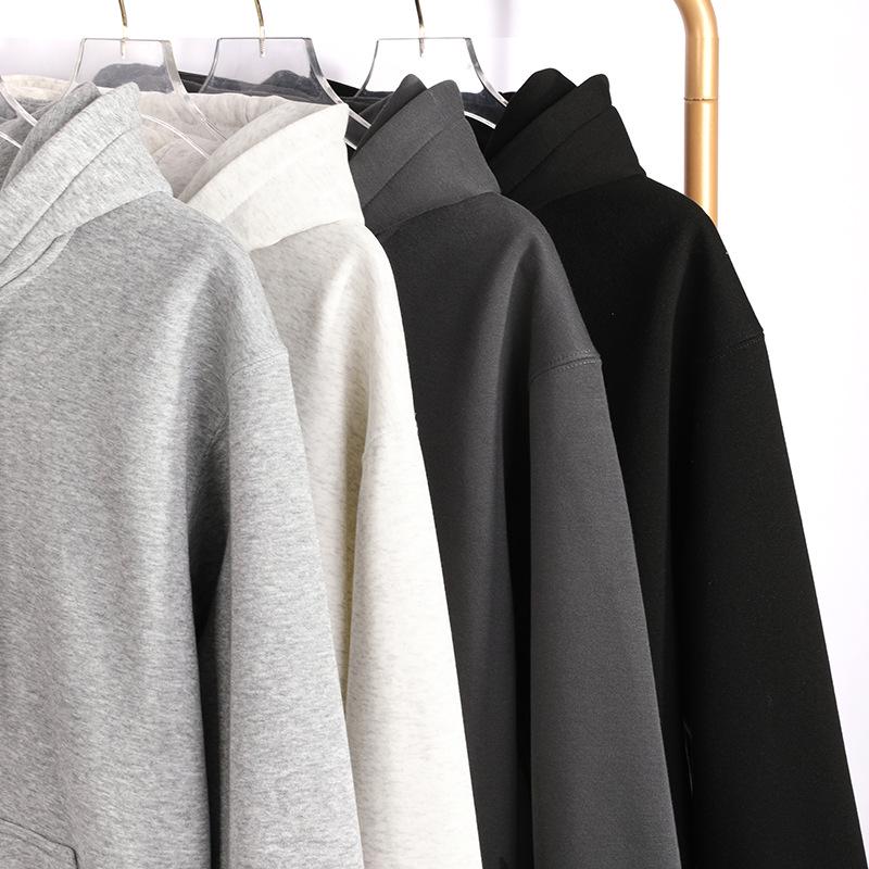 Men's Heavyweight Silver Fox Fleece Hoodie: Thick, Warm, Solid Color, Customizable, Hooded Jacket for Autumn/Winter