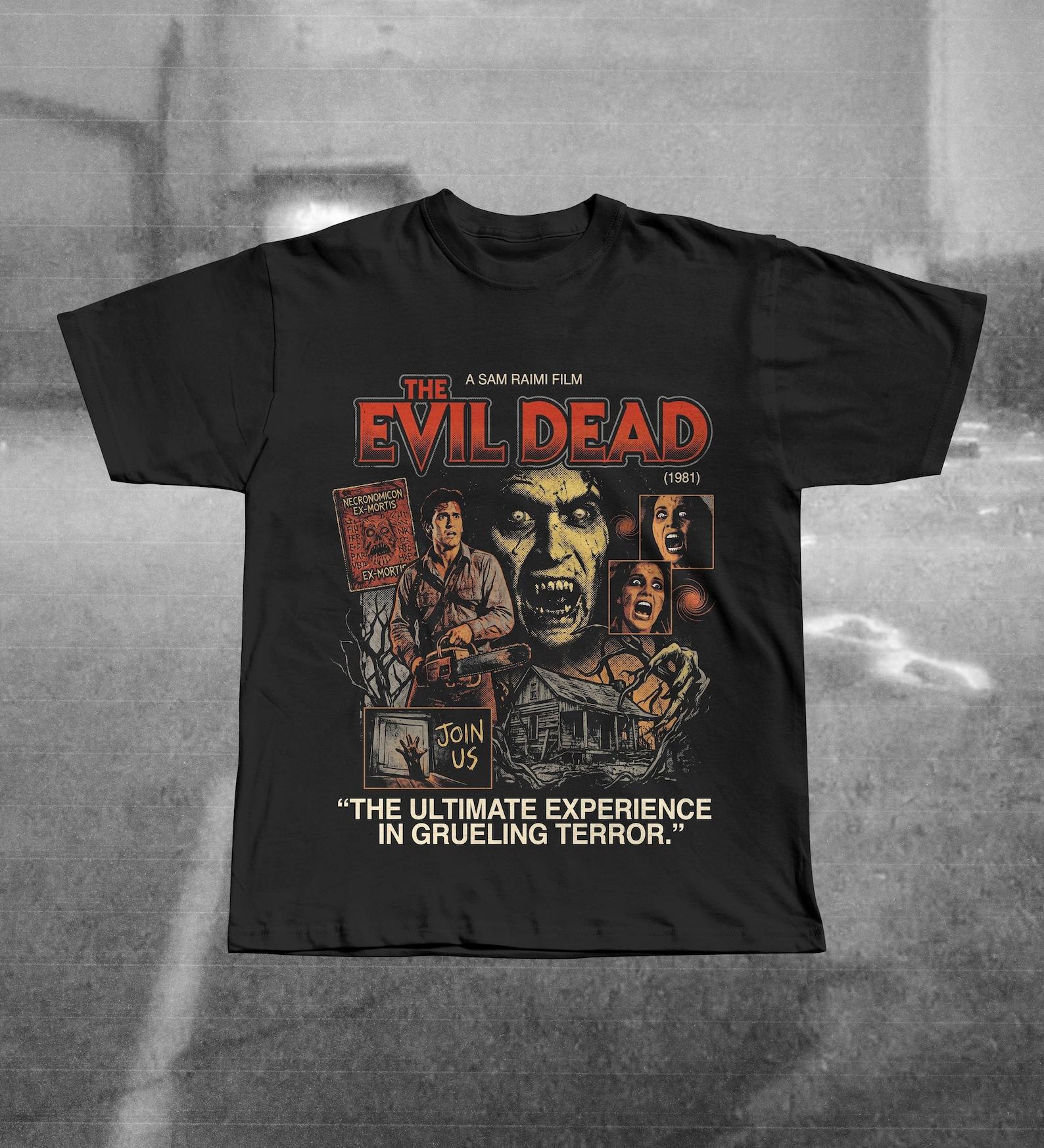 The Evil Dead 1981 Graphic Tee | Sam Raimi Horror Film Shirt | Ash Williams Shirt | Necronomicon Tee | 80s Cult Horror T-Shirt S