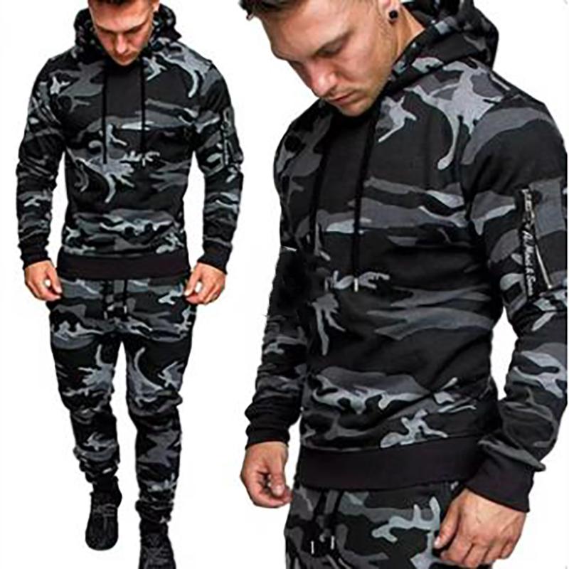 

Чоловічий спортивний комплект із двох предметів, повсякденний біг, теплий дихаючий комплект спортивного одягу для фітнесу, штани з капюшоном L