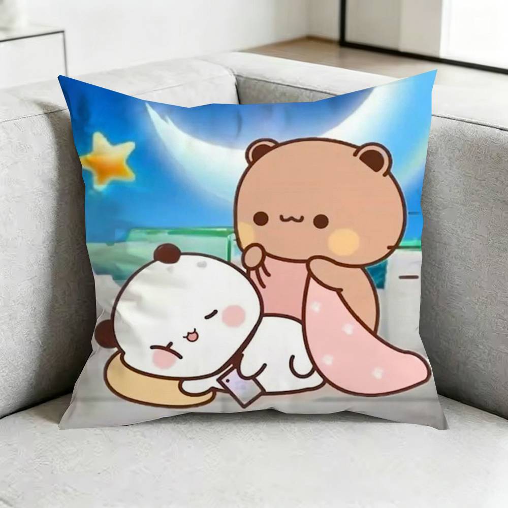 Bubu DDudu CCute Pillow Case Square DoubleSided Sofa Cushion Cover Bedroom Bedside Pillow Gift