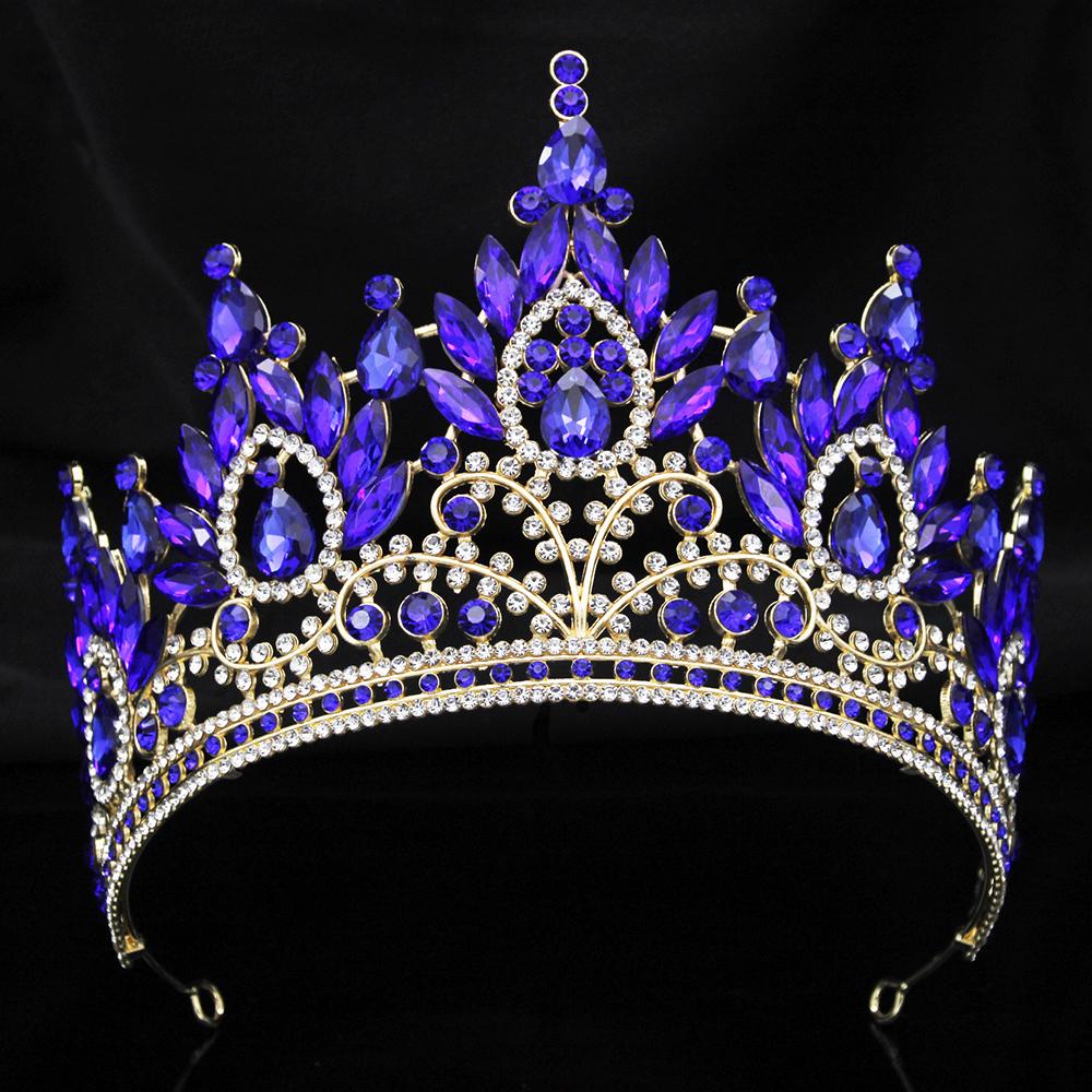 

Luxury High Crown for Women Big Tiaras and Crowns Bridal Wedding Diadem Hair Jewelry Pageant Head Accessories