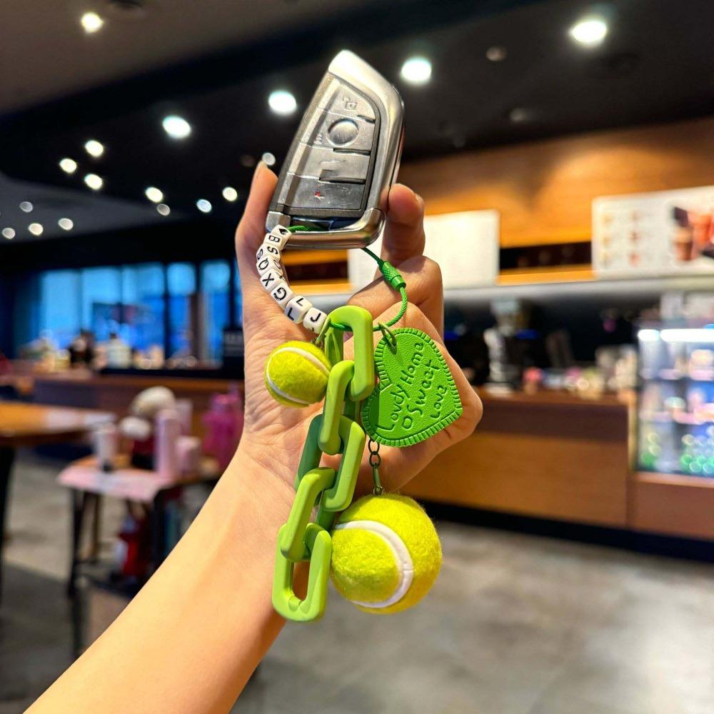 PVC Funny Tennis Ornament Creative Women Bag Charm Fashion Badminton Keychain  Couple