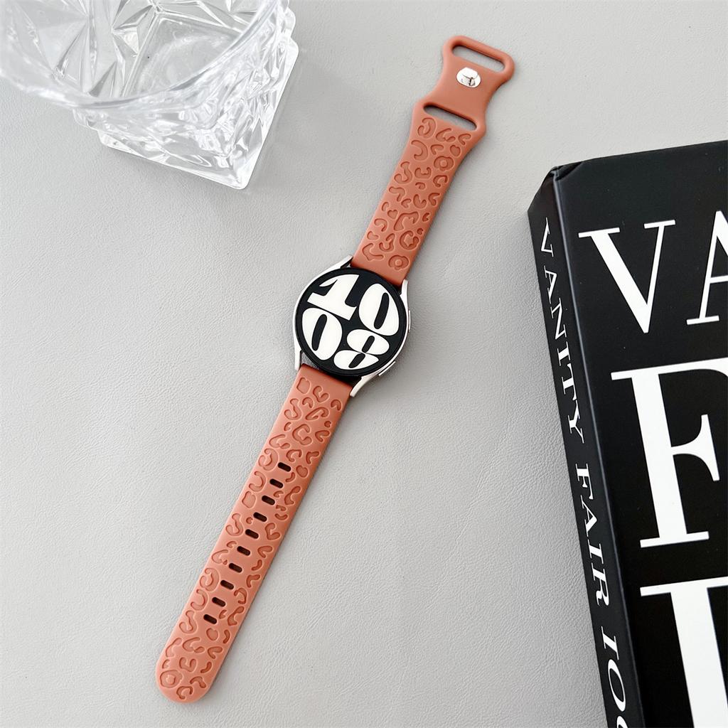 20mm 22mm Leopard Engraved Band for Samsung Galaxy Watch 6 5 4 40mm 44mm Gear S3 Silicone Cute Strap 6Classic 43mm 47mm Active 2