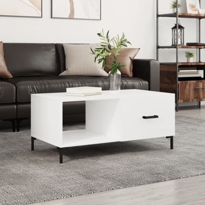 VidaXL Table basse blanc 90x50x40 cm bois d'ingénierie 829212