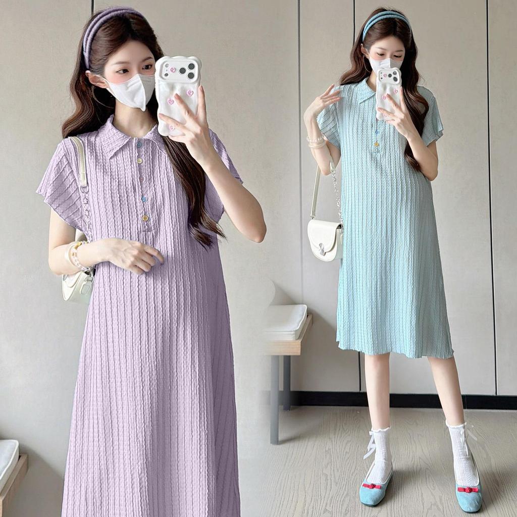 2026 Summer Ice-Fee Maternity Polo Dress
