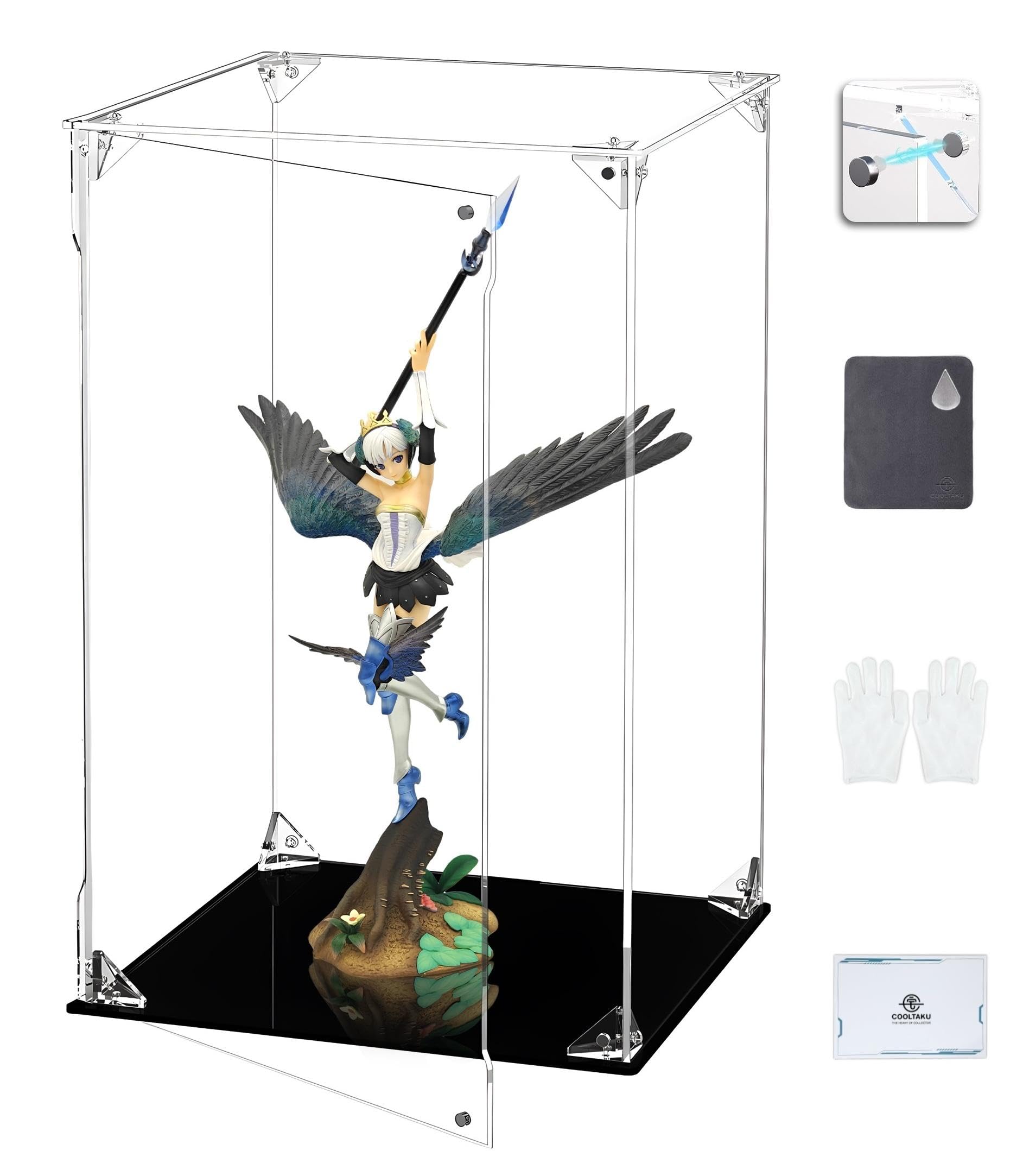 

COOLTAKU Figure UV Magnetic Magnetic Front Collection More Assembled Acrylic Display Stain Cleaning Cloth Figure Storage 25 x Depth 25 x Height Black