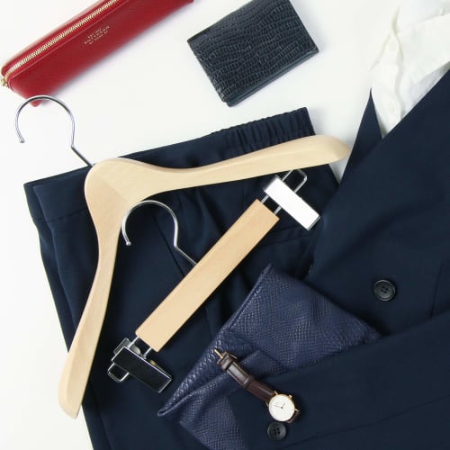 Nakata Hanger - Set of 5 Wooden Skirt/Bottom Hangers, Natural, Made in Japan, SET-05