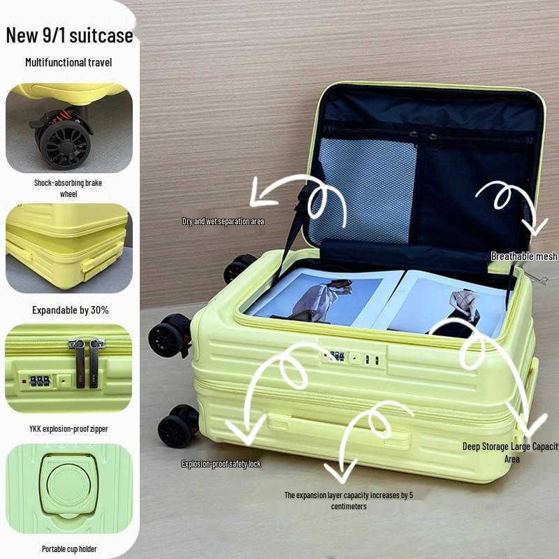 20-Inch Expandable Side-Opening Trolley Suitcase for Men & Women - Multifunctional Travel Carry-On