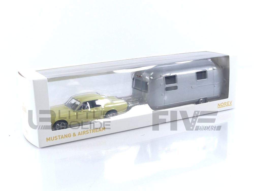 NOREV Ford Mustang 1968 Light Yellow Airstream Caravan Scale Model 270581 & 1/43