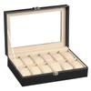 PU Leather Watch Storage Box with Transparent Window, Available In 6 or 12 Slots