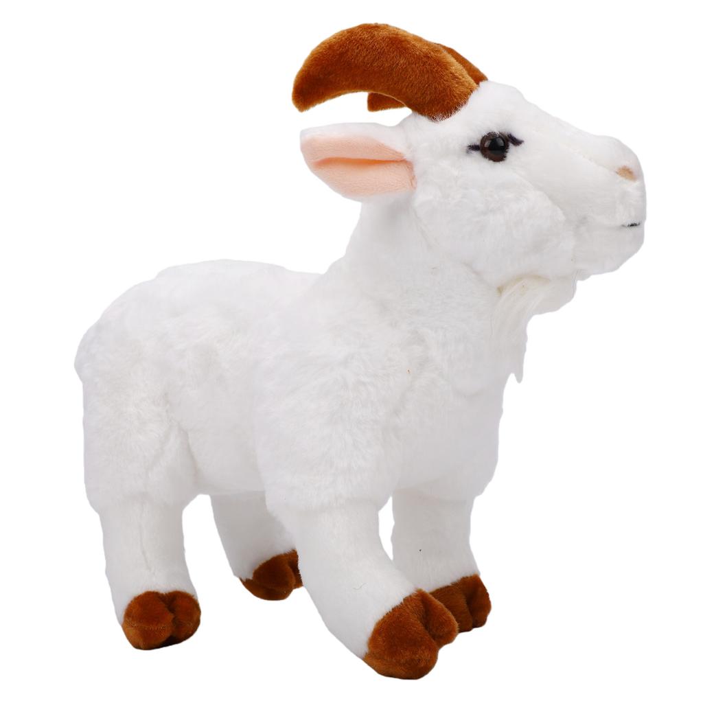Goat Plush Toy Soft Adorable Realistic Goat Stuffed Animal for Birthday Present Home Ornament White