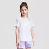 Girls' Quick-Dry Short Sleeve Yoga T-Shirt, Breathable Solid Color with Sweat-Wicking Splice Design for Spring and Summer