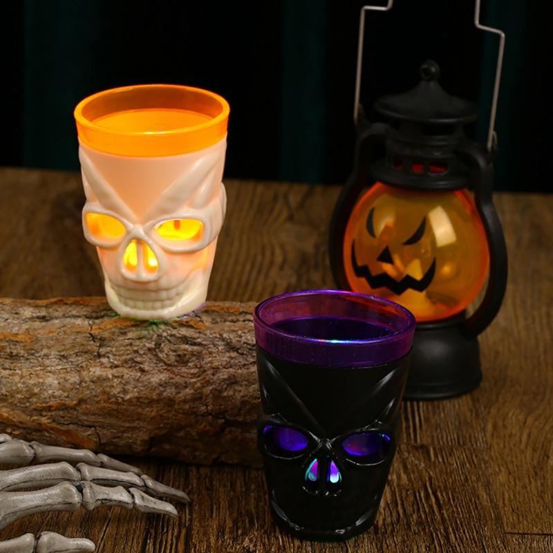 250 ml Halloween Leuchtender Totenkopf Weinbecher LED Skelett Wassertrinkbecher Horror Glühender Becher Partyzubehör Bar Club Versammlung Dekor
