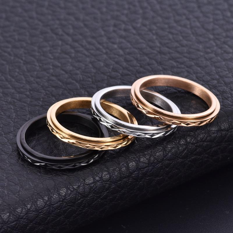 2025 Thin Faceted Spinner Ring Wedding Band for Women Girl Size 5-10