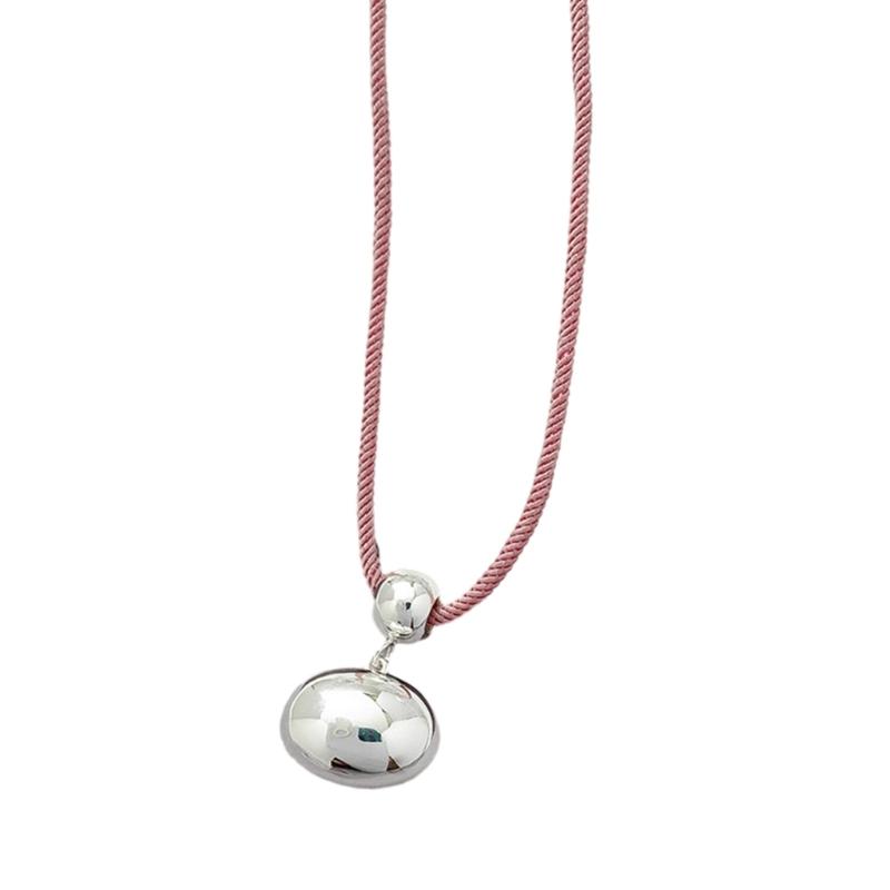 Y2k Bean Pendant Necklace Simple Drawstring Clavicle Chain Short Choker Necklaces for Women Girls 2023 Party Jewelry