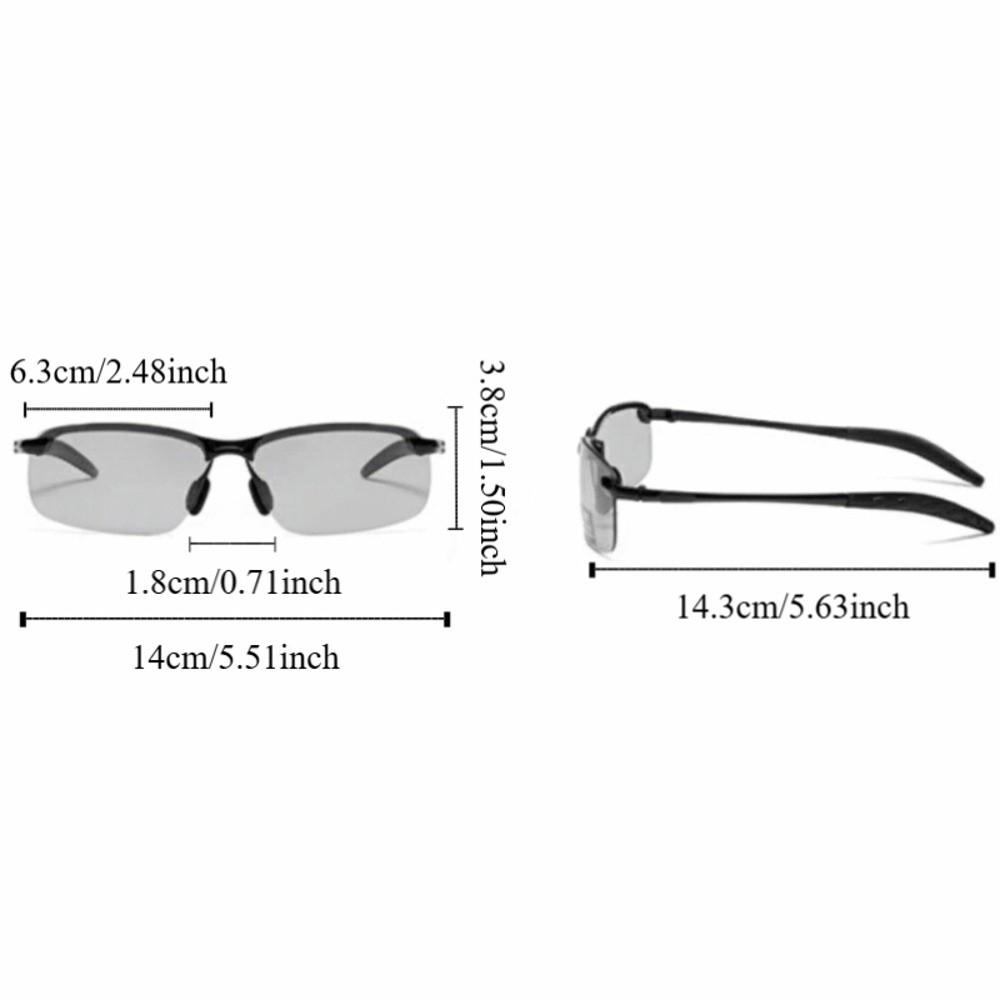 New Change Color Photochromic Sunglasses Day Night Vision Metal Frame Dimming Glasses Alloy Half Frame Eyewear Day Use