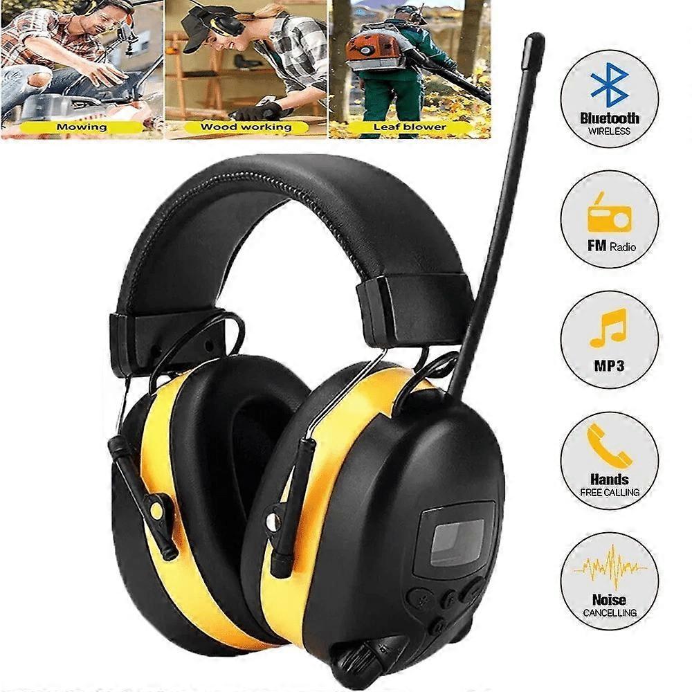 AM/FM Radio Headphones with Digital Display, 30dB AM FM Hearing Protection Safety Earmuffs, Ear Protection for Mowing