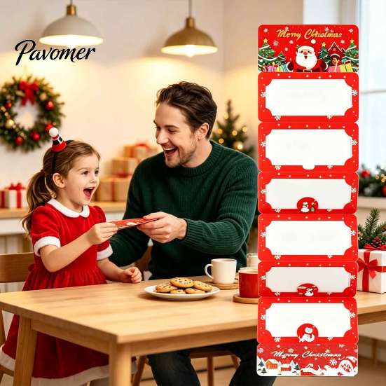 Decorative Cardboard Holder Christmas Cash Gift Envelopes, 6 Slots Foldable Money Holder, DIY Santa Claus Box Holiday Card Booklet for Xmas
