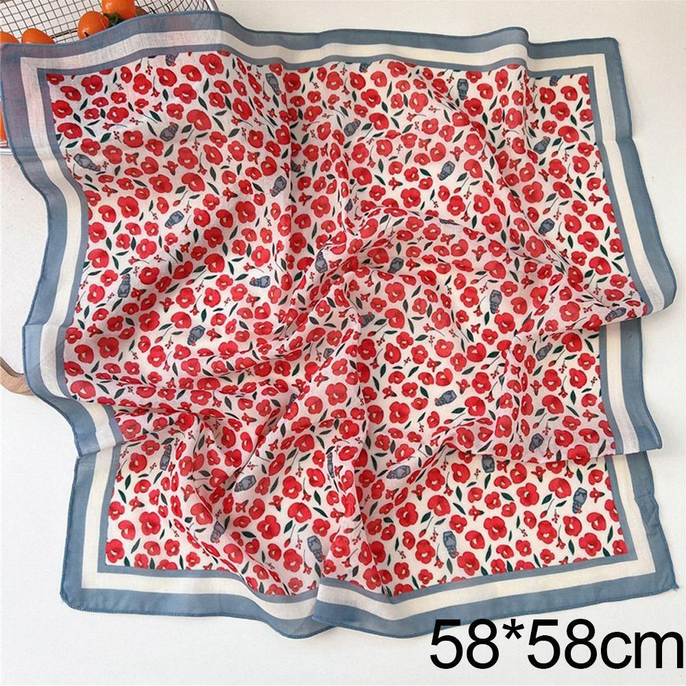 Flower Pattern Hair Scarf Square Head Handkerchief Trendy Neckerchief  Spring Summer Fall