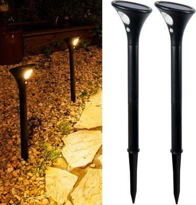 HAPPYJOINT Sleek Solar Lights (2 Pieces) - Outdoor Waterproof, Motion Sensor Pole Lights, IP65 Rating, Up To 120 Hours of Lighting, Height Adjustable,