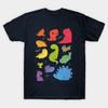 Men Black Print T-shirt Tiny Rainbow Dinosaurs No-Cut Transfer Paper Print Cotton Tshirt
